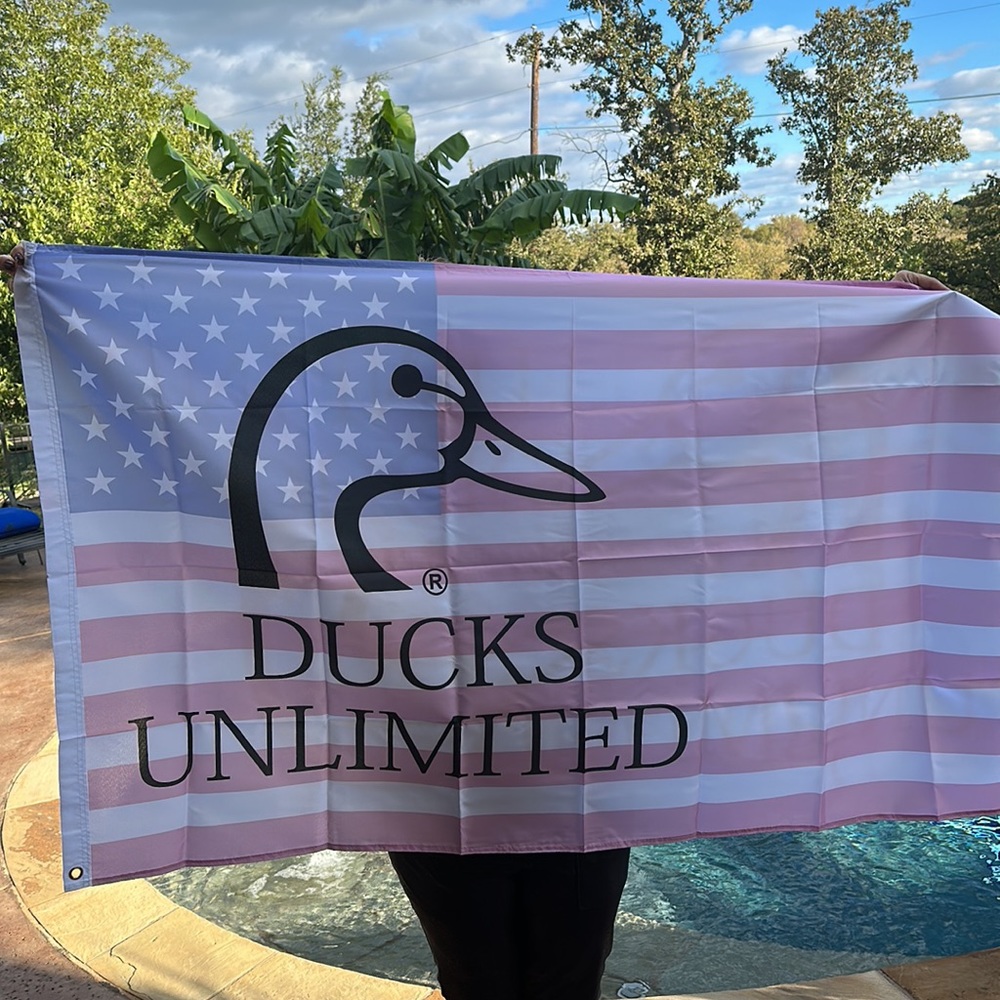 Custom pink white and blue ducks unlimited flag. Very rare.